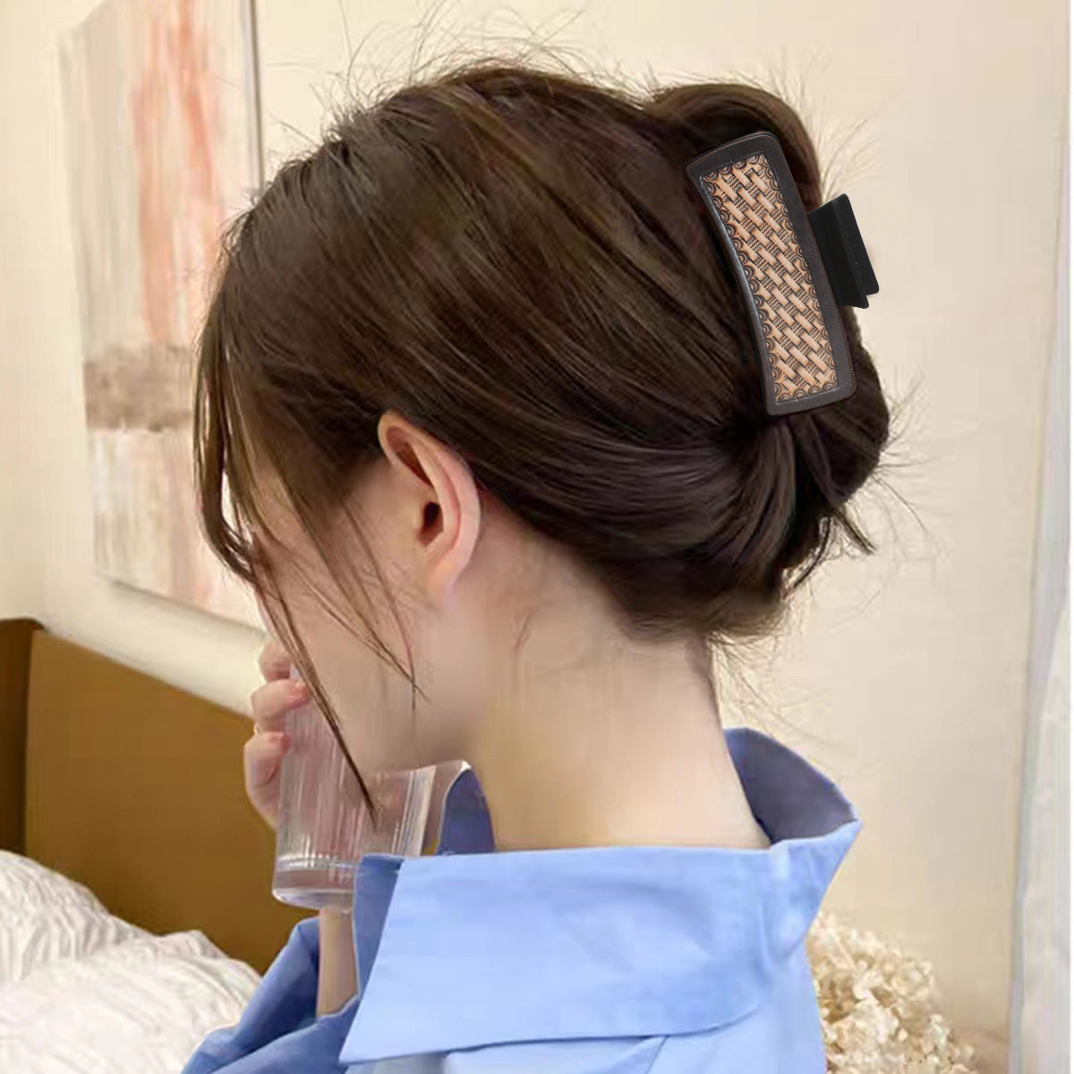 Wholesale  Western Wind Sunflower Leather Shark Clip Hairpin Women's Grab Clip